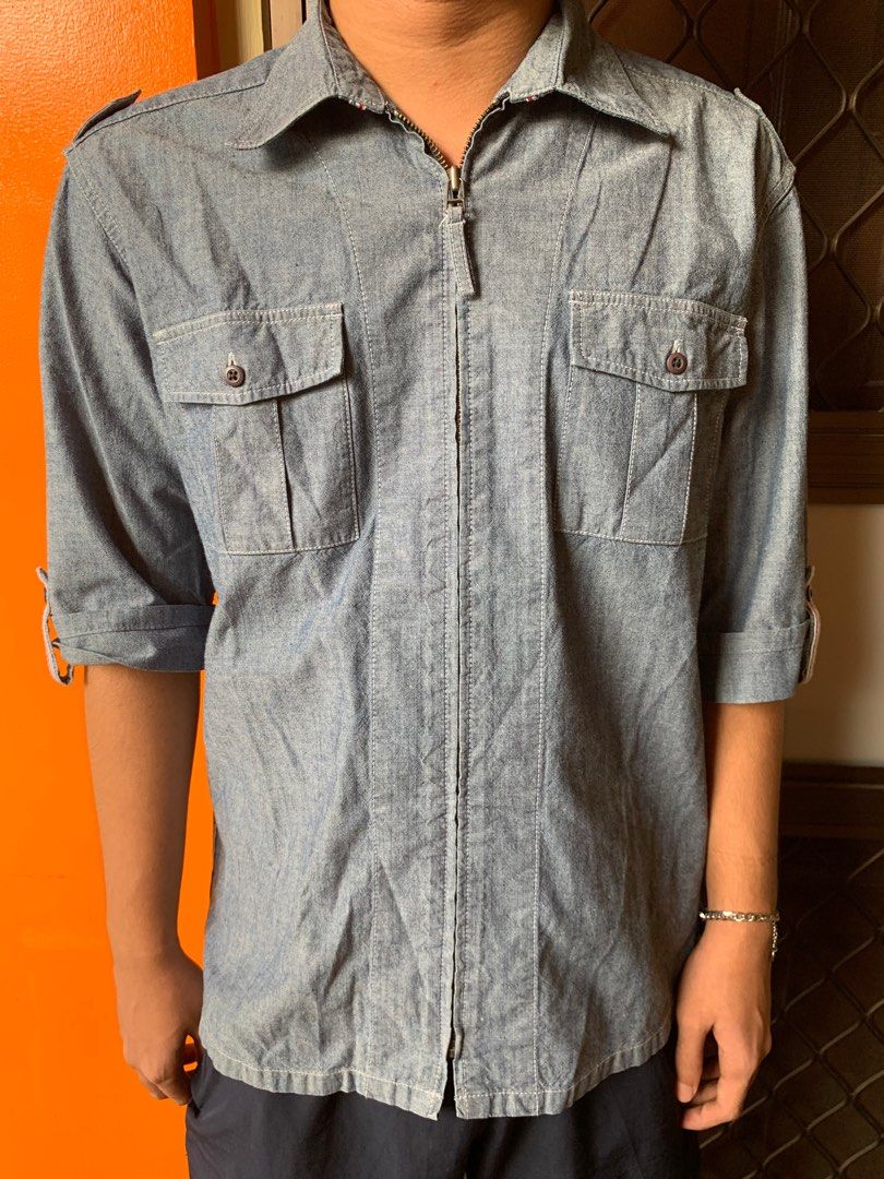 Topvalu - Japanese Workwear Chambray Shirt, Men's Fashion, Tops & Sets ...