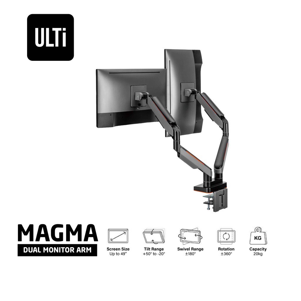 ULTi Magma Heavy-duty Dual Monitor Arm for Ultrawide Monitors (up to ...