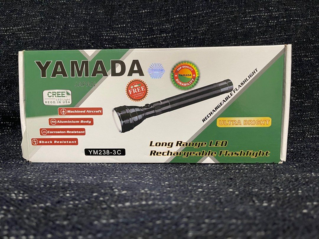 YAMADA Long Range LED Rechargeable Flashlight, for Sale, Furniture