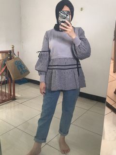 ZARA woman grey knit blouse