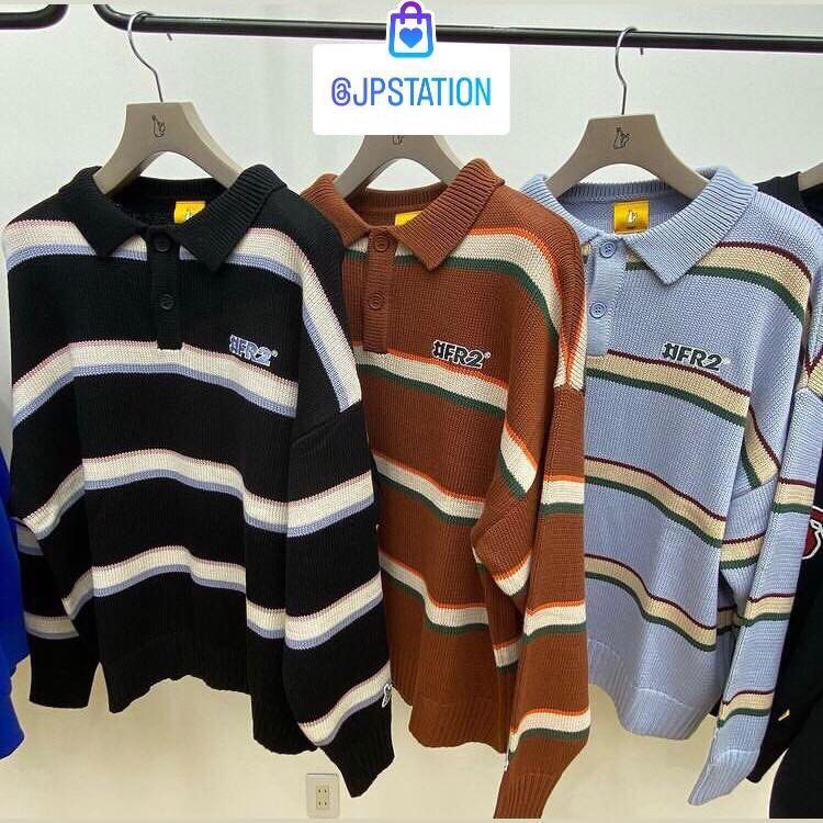 預訂🇯🇵 FR2 / FR2梅Multi Stripe Knit Polo shirt, 預購- Carousell