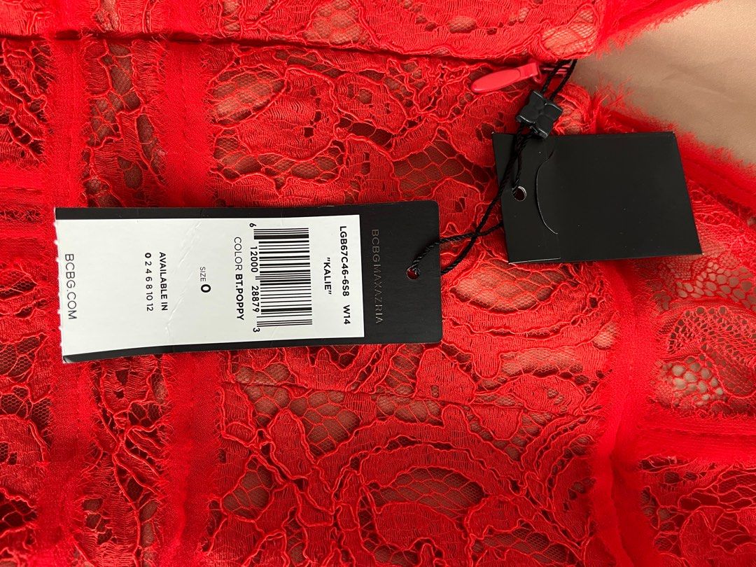 BCBGMAXAZRIA Kalie red lace dress
