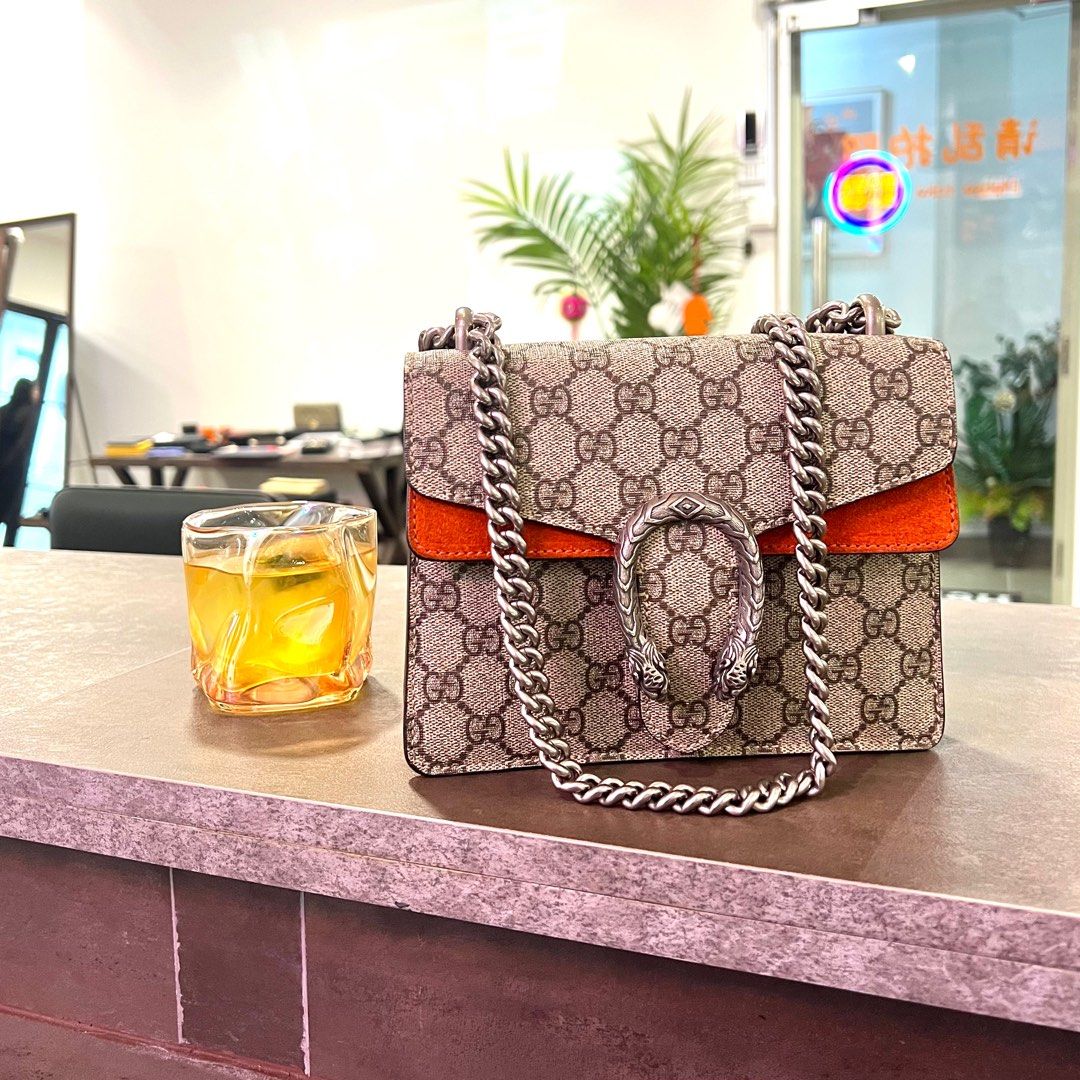 Gucci Dionysus GG Supreme Monogram In orange suede