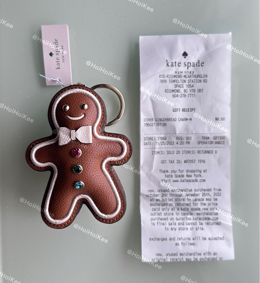 %全新Kate Spade gingerbread Man key chain, bag charm, 薑餅人