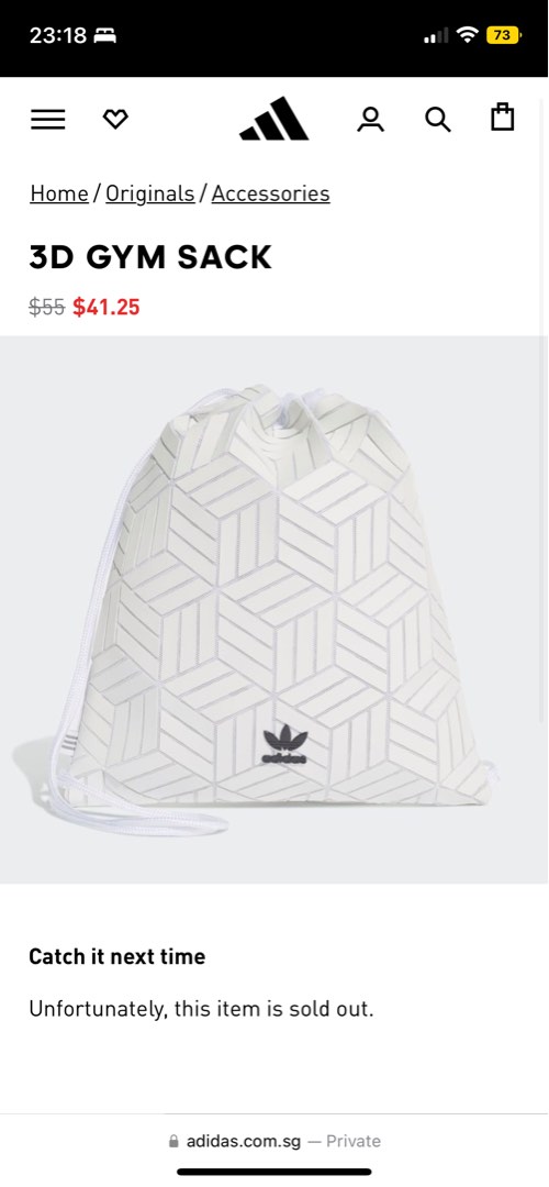 Adidas 3D White gym sack drawstring bag Women s Fashion Bags Wallets Backpacks on Carousell