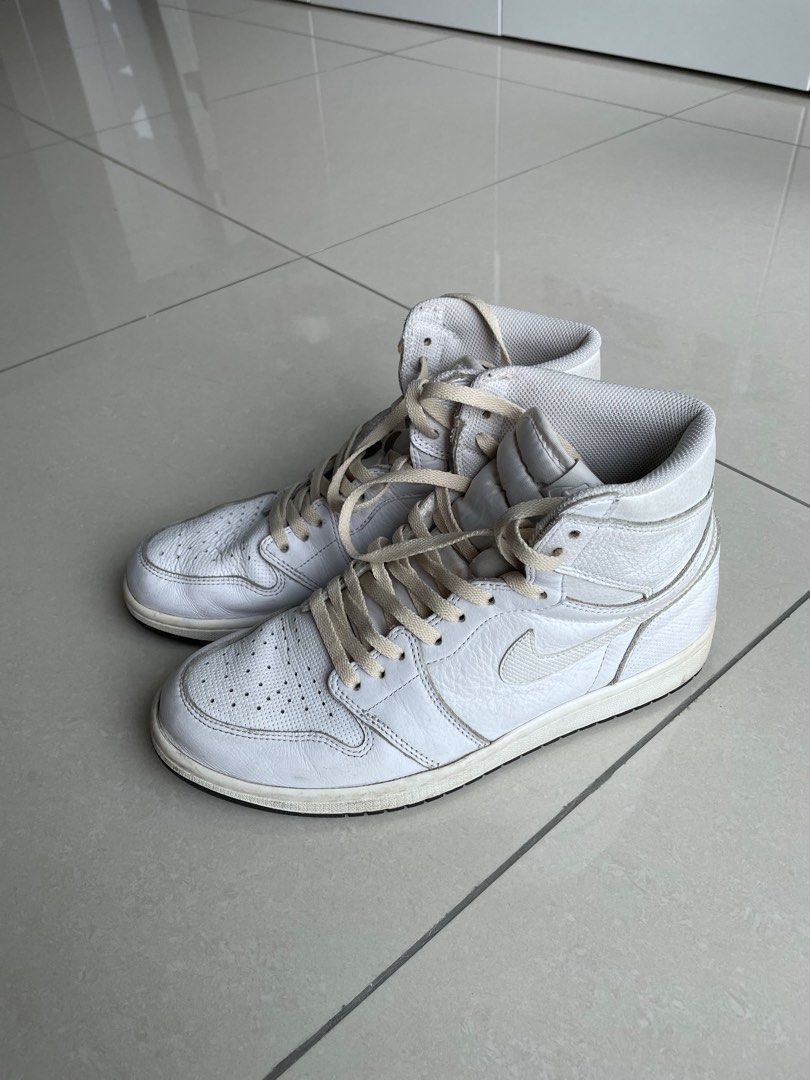 Jordan 1 Perforated White Men s Fashion Footwear Sneakers on