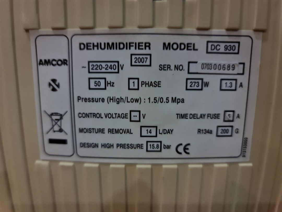Amcor Dehumidifier, TV & Home Appliances, Air Purifiers & Dehumidifiers