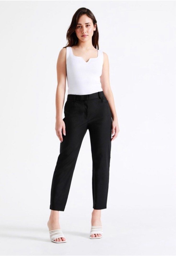 Women's smart store black cropped trousers