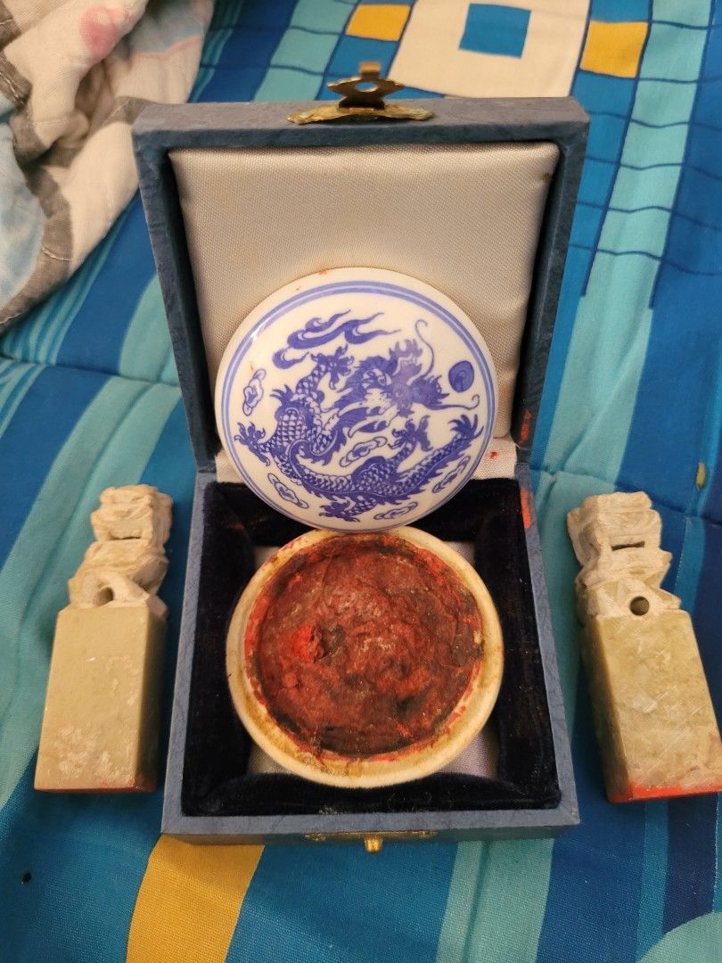 Antique Chinese Ink Pot with Soapstone Primary Antique Chinese Seal