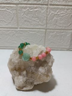 Aventurine with pink opal adjustable bracelet