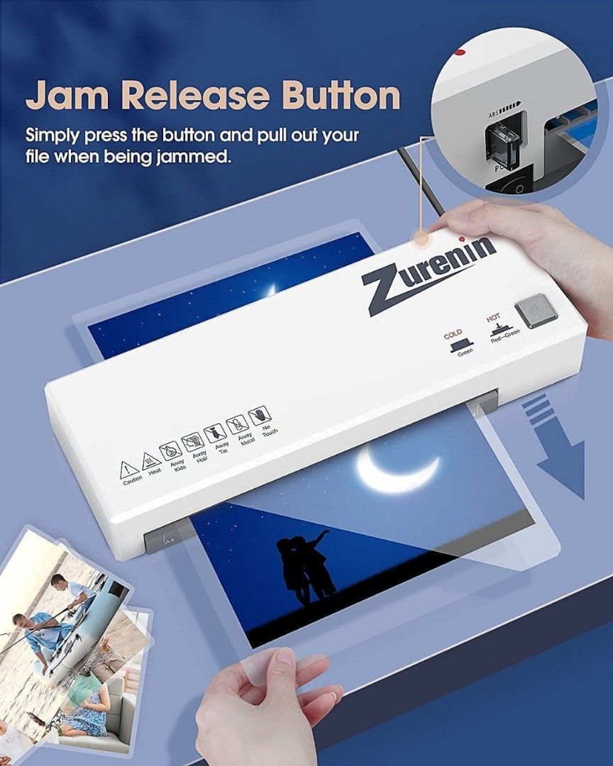 CL1)zurenin 4in1 Laminator A4 A5 A6, White Laminating Machine