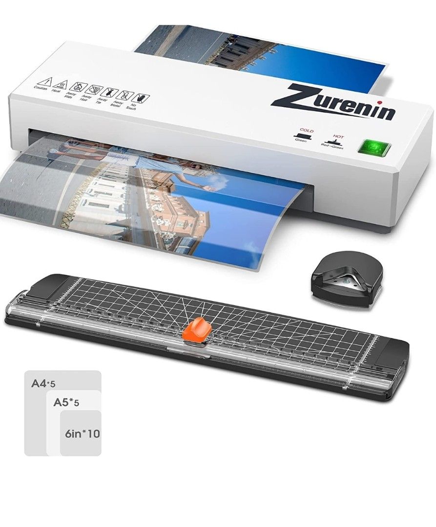 CL1)zurenin 4in1 Laminator A4 A5 A6, White Laminating Machine