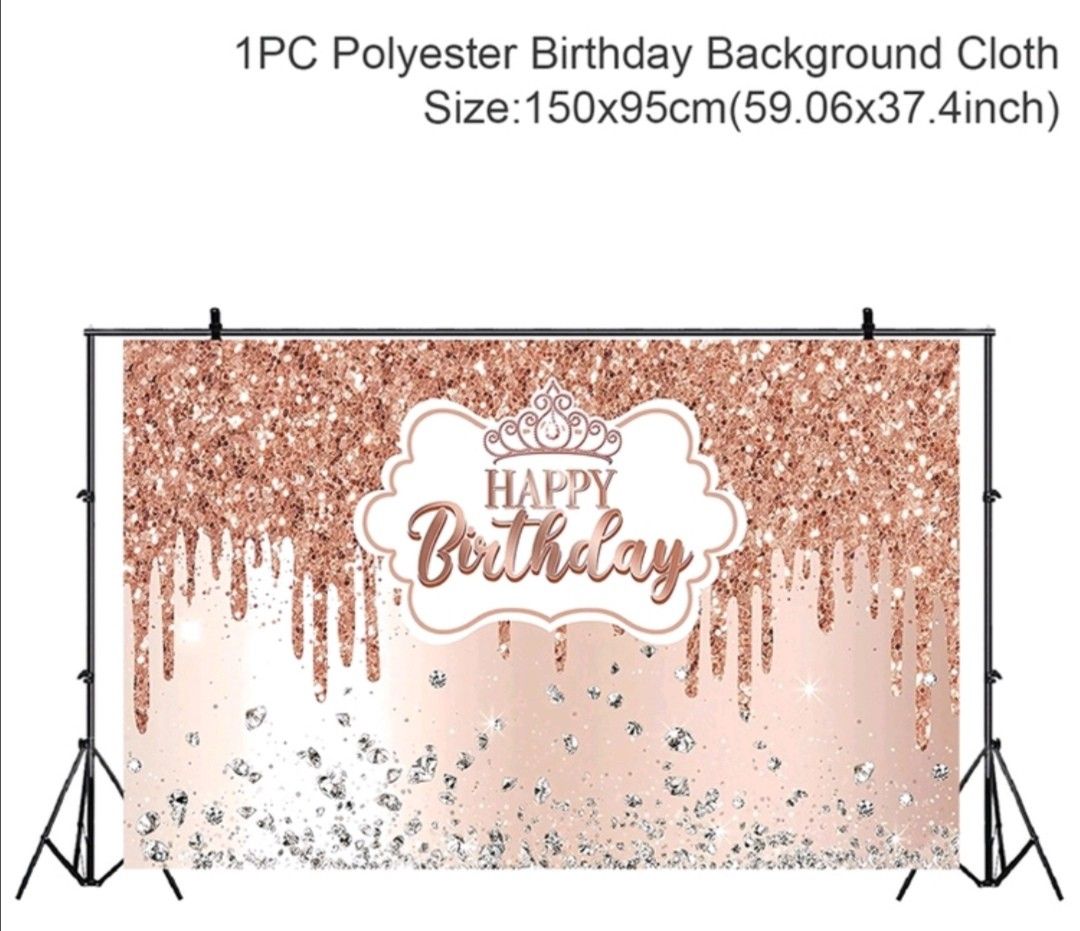 BIG HAPPY BIRTHDAY BACKDROP BANNER (Category: Occasions & Party Supplies) located in Mandaluyong City. Submitted by kookiejoyz (Listing ID 1208770260, Image 1). Description: Thinking of something Big for your Lovesones special day, here's a special Happy Birthday Backdrop Banner that fit for your DIY Birthday decoration FOR SALE: 🎈🎈🎈 HAPPY BIRTHDAY BACKDROP BANNER Available color: Pink/Gold Size: 160cm X 90cm 150cm X 95cm For inquiry and order