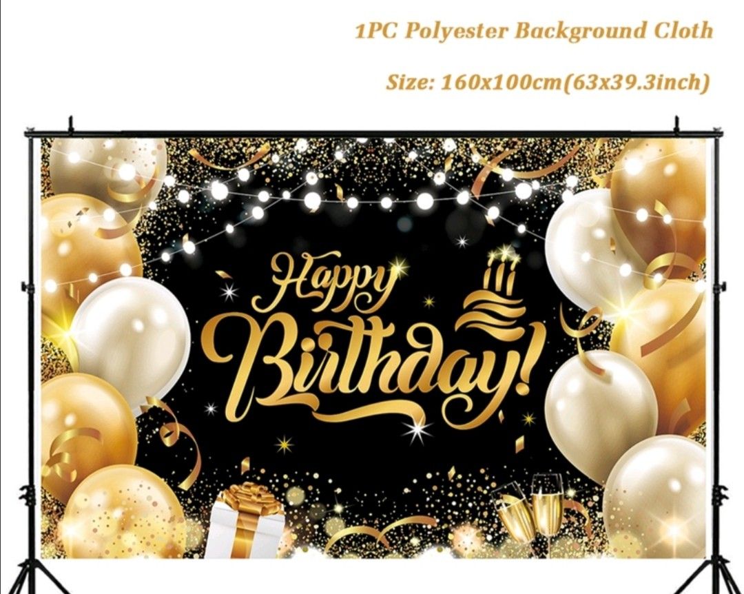 BIG HAPPY BIRTHDAY BACKDROP BANNER, Hobbies & Toys, Stationary & Craft ...