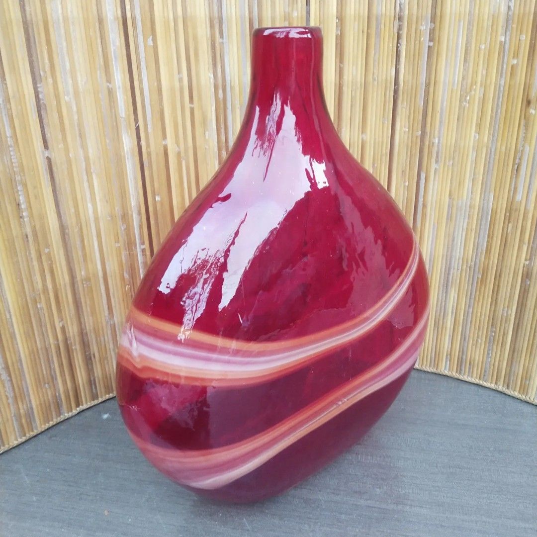 Big Red Glass Vase, Furniture & Home Living, Home Decor, Vases
