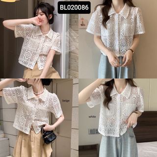 BL020086 kemeja renda kemeja wanita import lace blouse kemeja brukat import
