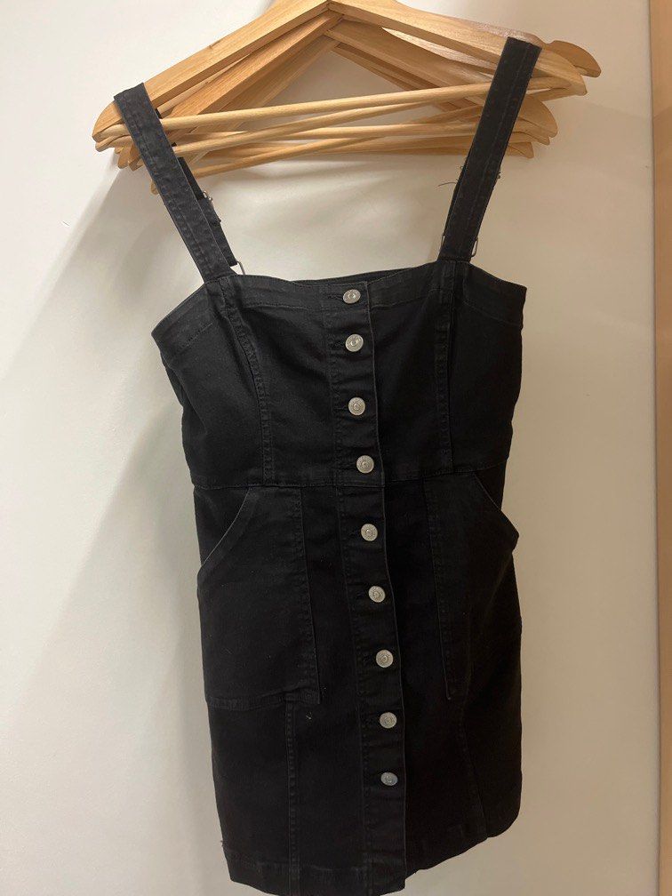 H&m black denim dress online