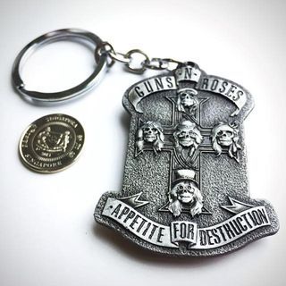BN Cast Iron Double Sided Guns & Roses Metal Key Chain