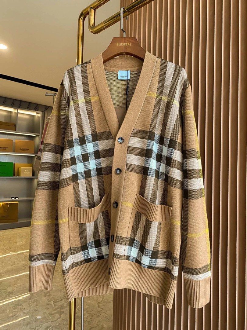 Burberry Jacquard Check Cardigan Luxury Apparel on Carousell