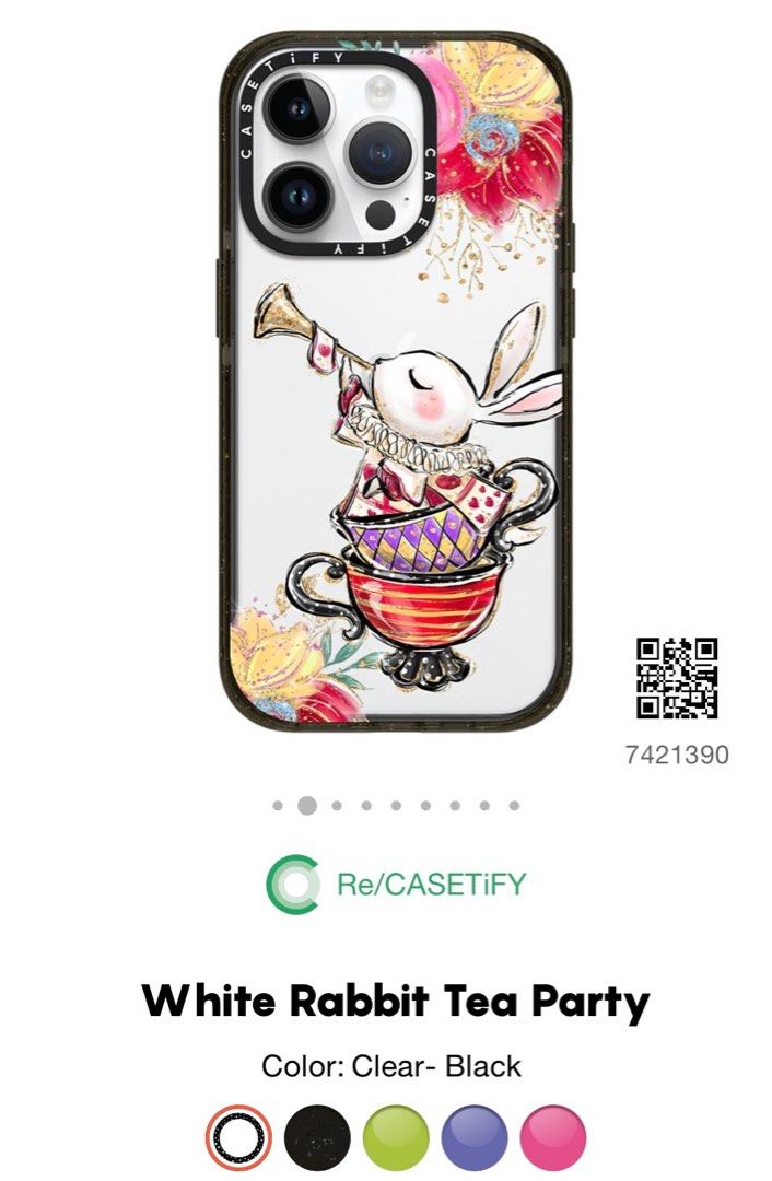 Casetify iPhone 14 pro case (white rabbit tea party), 手提電話 
