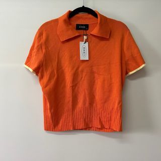 Cider orange knit polo top