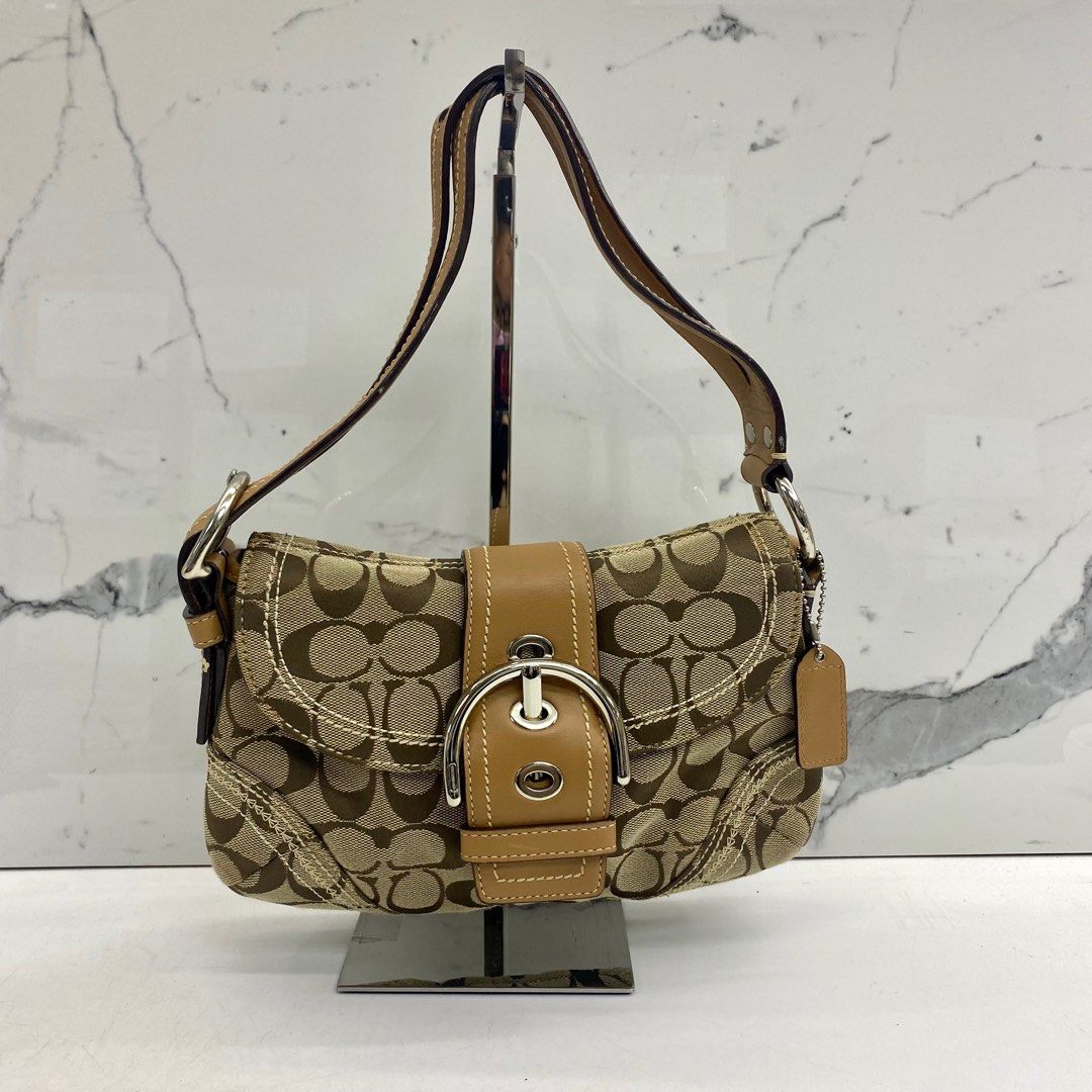 COACH 10602 BROWN CANVAS SEMI SHOULDER BAG 227029150 #, Luxury