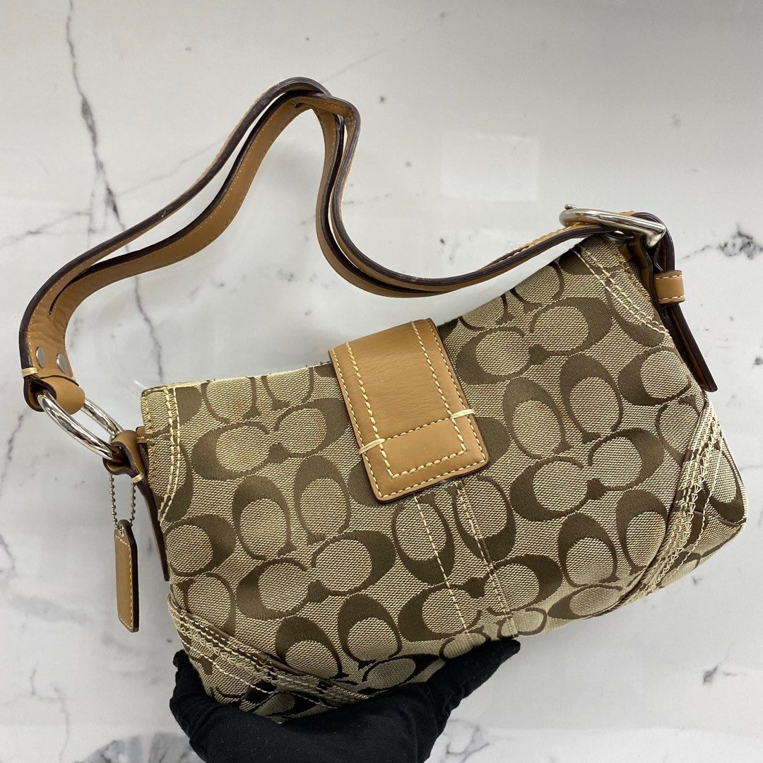 バッグ Coach soho shoulder bag signature 10602 COACH 10602 BROWN CANVAS SEMI SHOULDER BAG 227029150 #, Luxury
