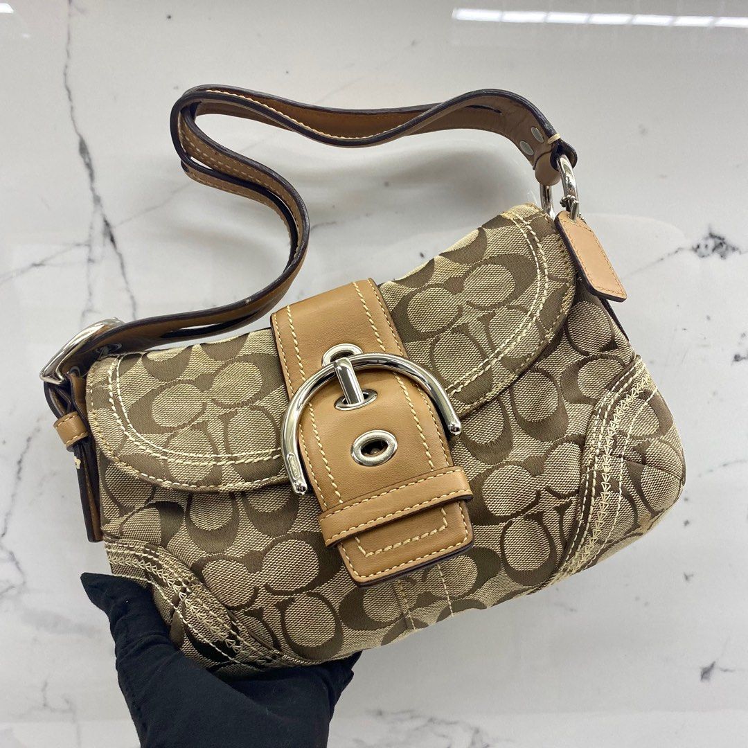 COACH 10602 BROWN CANVAS SEMI SHOULDER BAG 227029150 #, Luxury