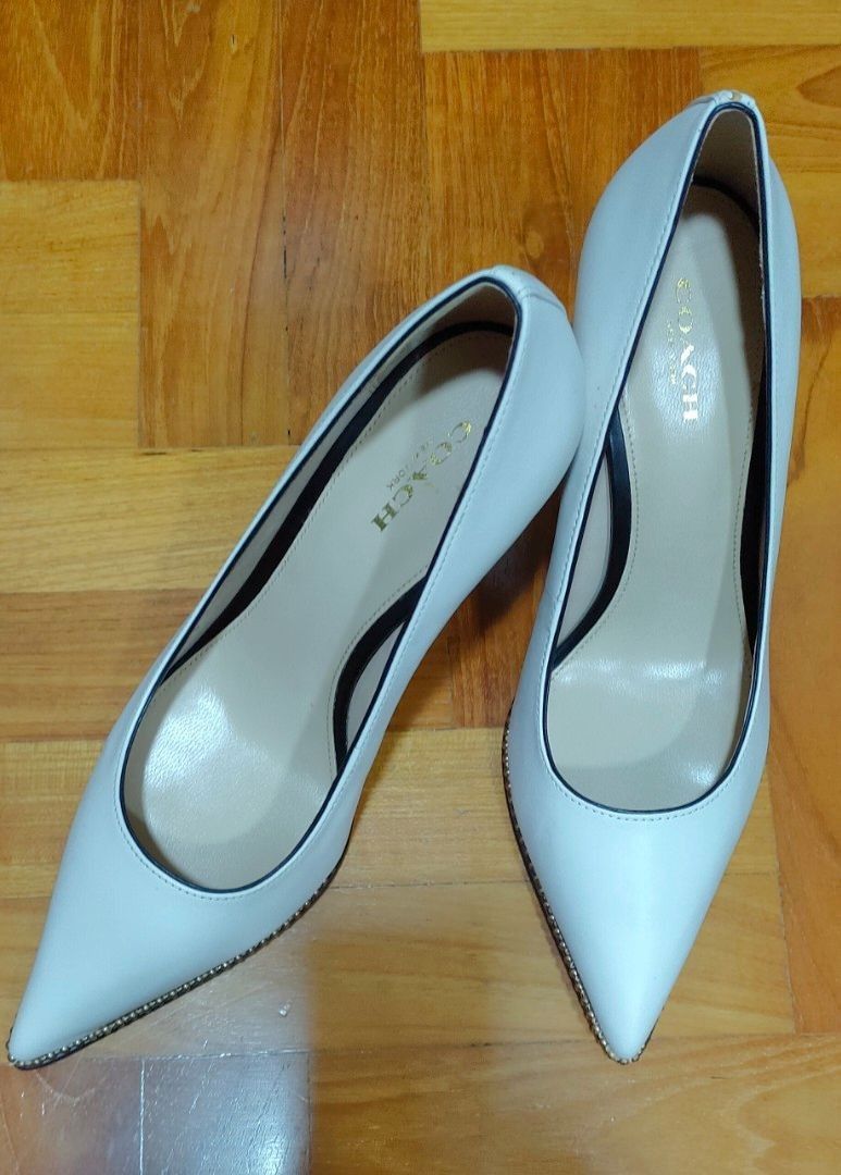 Coach White Heels Lightly Wore
