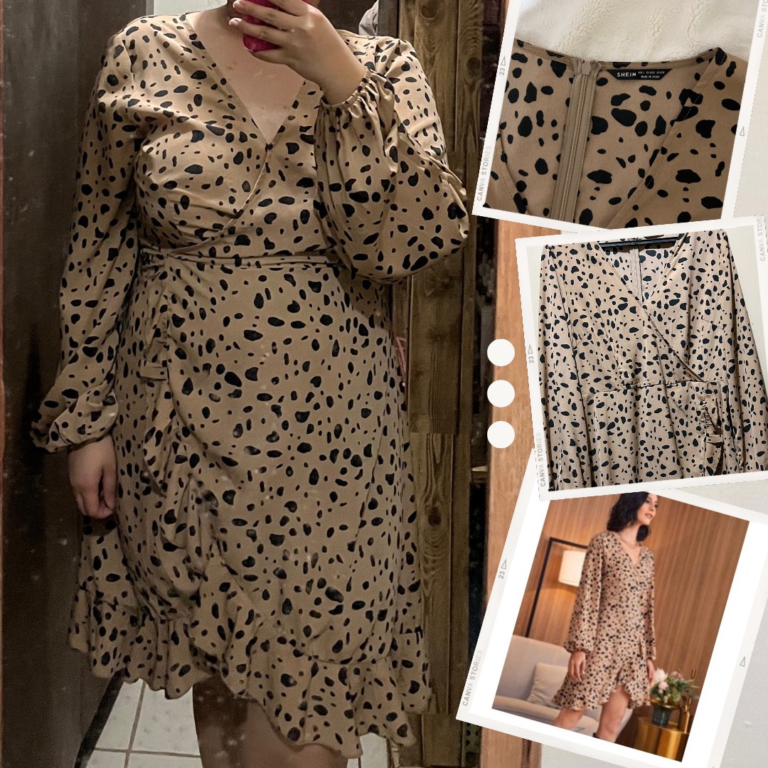 Camel Dalmatian print dress plus main image 0