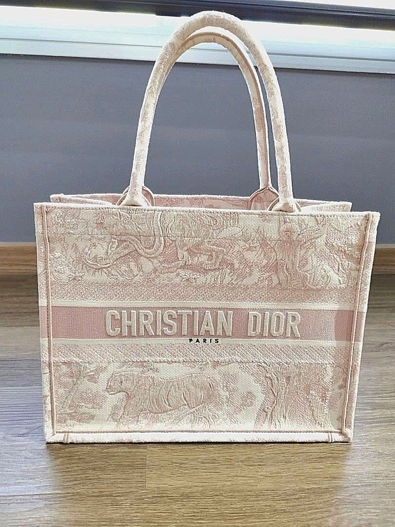 Medium Dior Book Tote Bag In Peony Pink de Jouy Embroidery - Praise To  Heaven