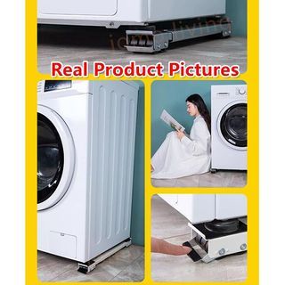 Heavy Duty Washing Machine Stand Appliance Wheels Adjustable Fridge Freezer  Trolley Movable Refrigerator Cabinet Base 45-65cm (Color : 4 feet+4 Wheel