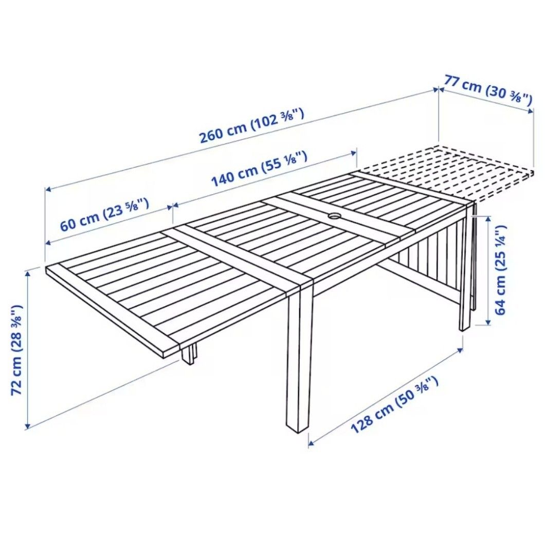Garden wood table IKEA 10 people, Furniture & Home Living, Outdoor