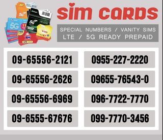 GLOBE / TM Special Numbers Vanity Sim Cards 5G