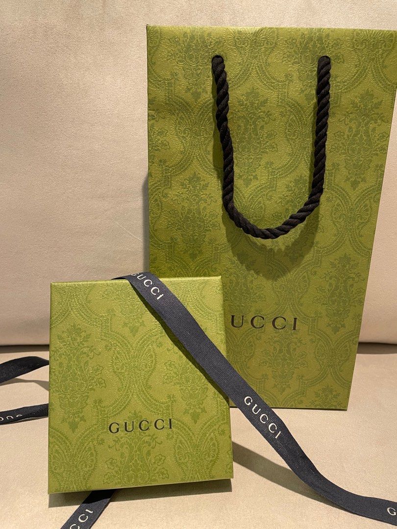 Gucci 銀包盒+ 麻布袋+ 絲帶+ 保養卡+ 紙袋, 名牌, 飾物及配件- Carousell