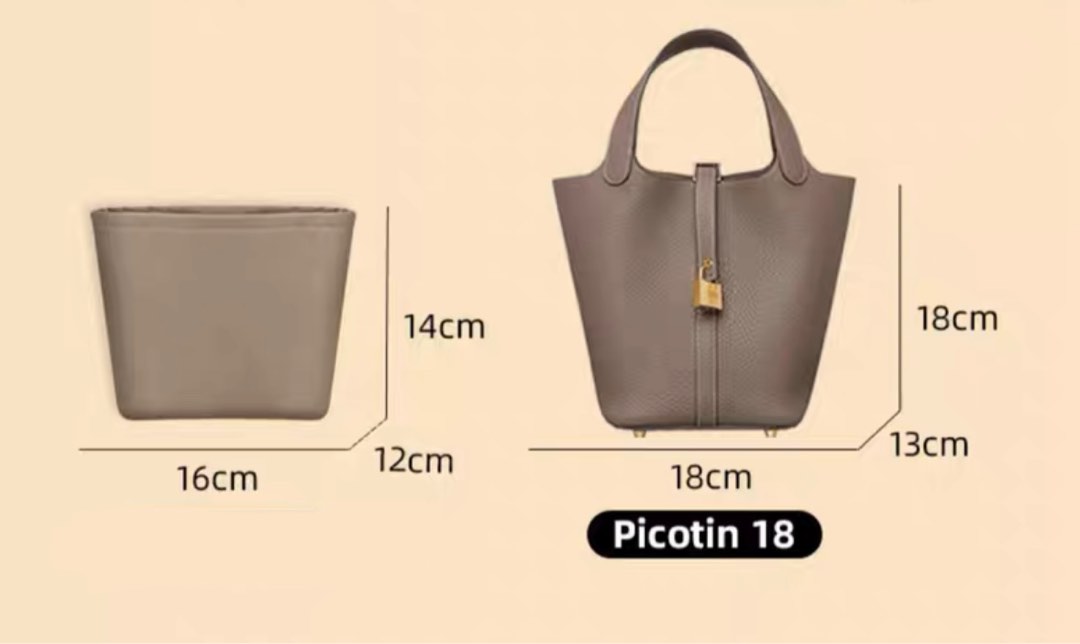 Bag Insert Shaper Organizer for Hermes Picotin Lock Bucket Bag 18 22 26