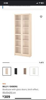 IKEA Billy / Oxberg Bookshelf Bookcase in Birch with Four Shelves