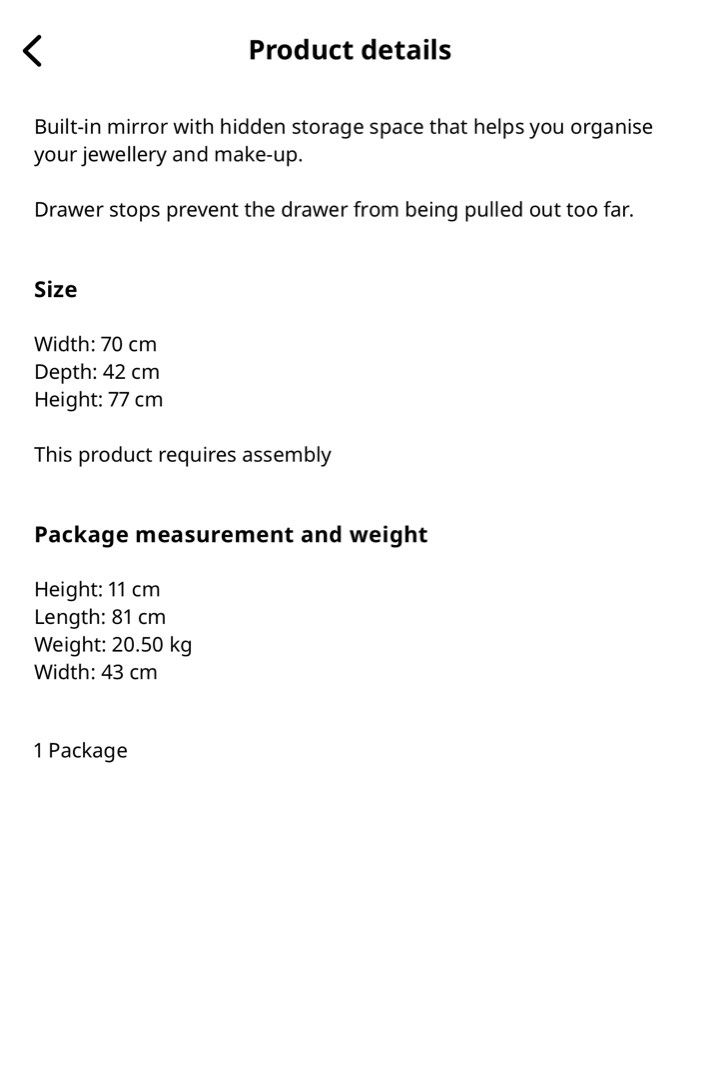 Ikea Brimnes Dressing Table, Black (70x42cm), Furniture & Home Living