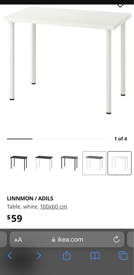 IKEA white desk table LINNMON, Furniture & Home Living, Furniture