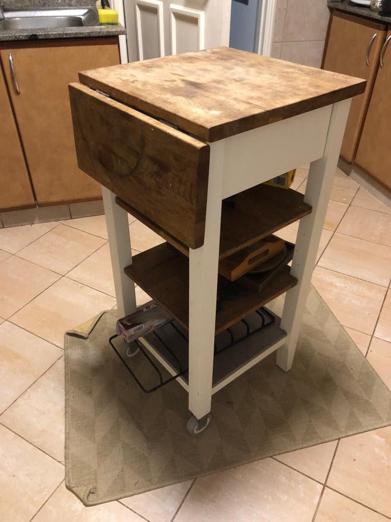 IKEA wooden kitchen island, Furniture & Home Living, Furniture, Shelves