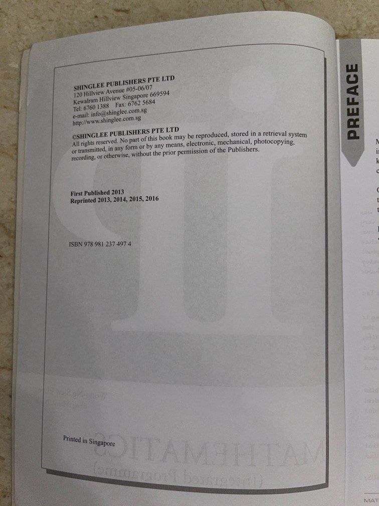 IP mathematics (Category: Assessment Books) located in Singapore. Submitted by wiwong1 (Listing ID 1208828697, Image 2). Description: $4 for the book.