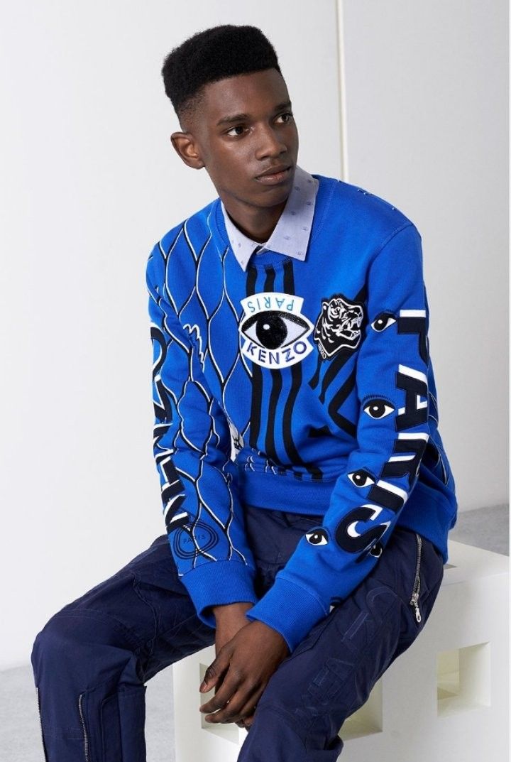 Kenzo multi logo sweatshirt blue Men s Fashion Tops Sets