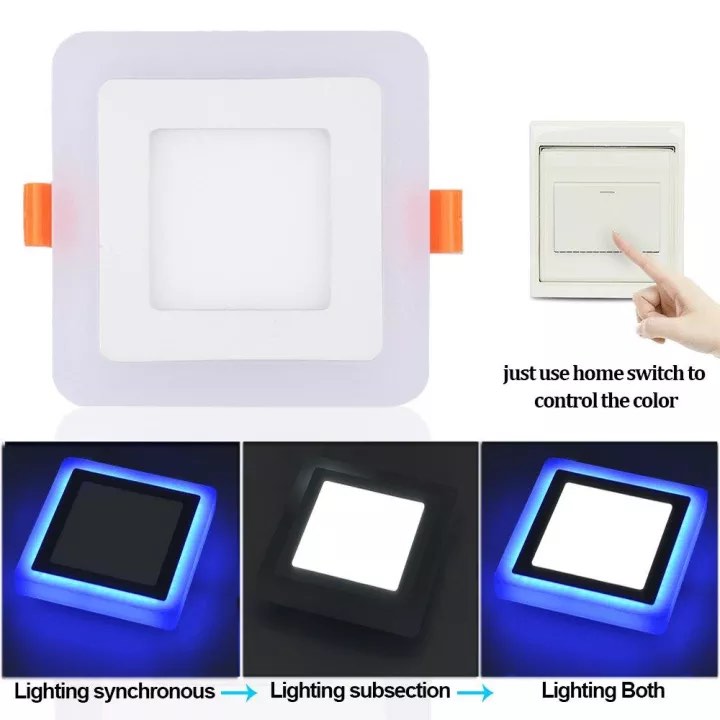 Led Panel Light SQUARE 6W White + 3W Blue Ceiling Downlight, Furniture ...