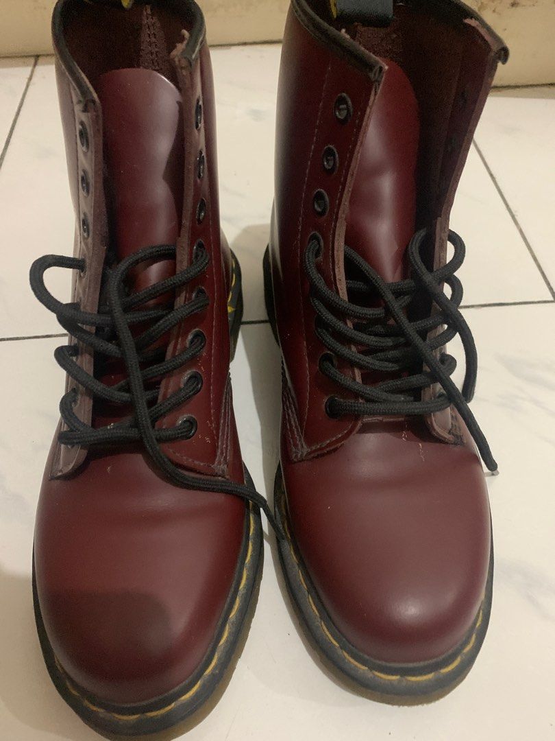 Legit Doc Martens Maroon Boots no box with free extra lace