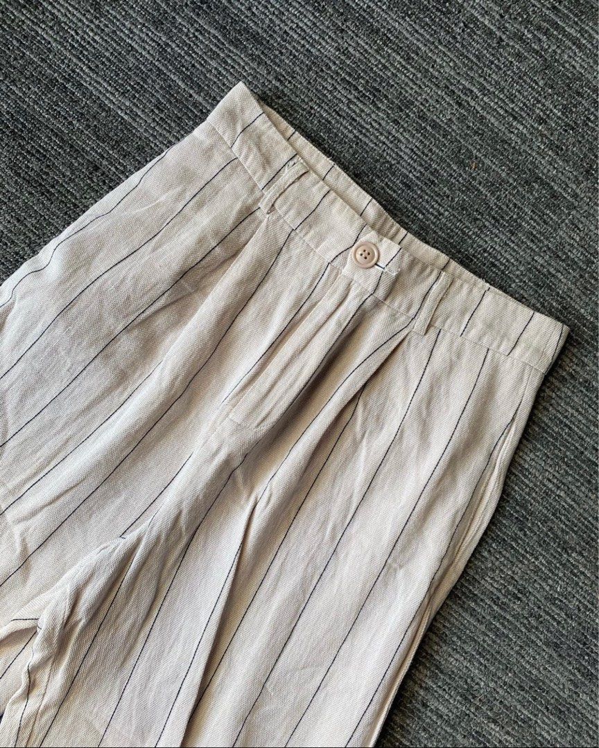 Linen Pinstripe Trousers, Women's Fashion, Bottoms, Other Bottoms on ...