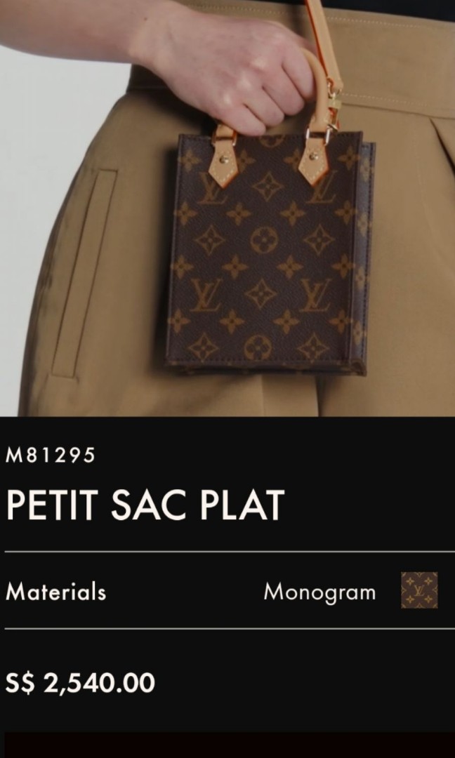 Authentic LOUIS VUITTON Monogram Petit sac plat M81295 Bag #M81