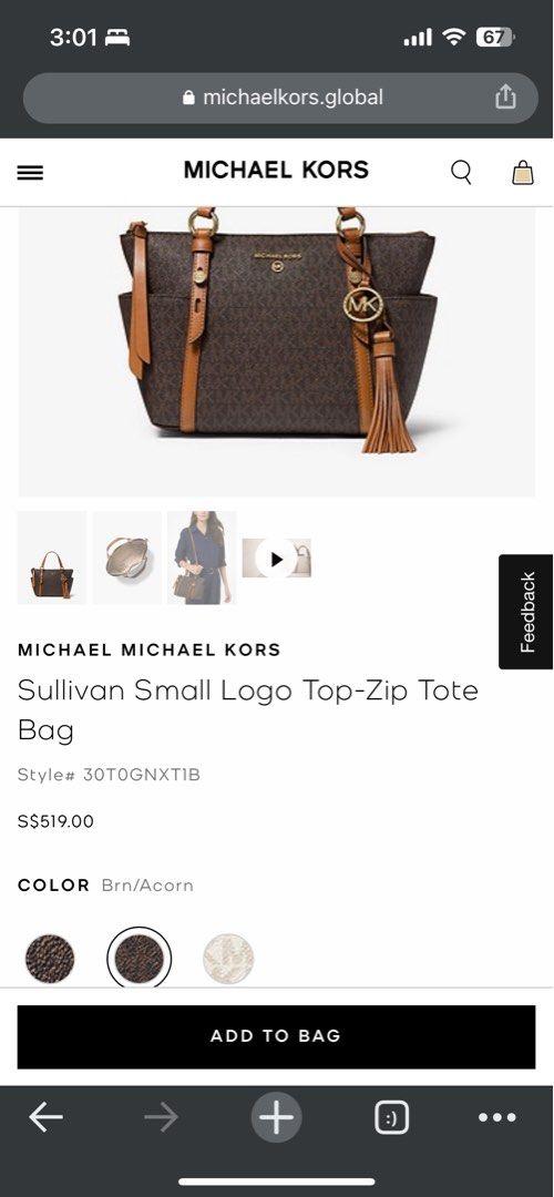Sullivan Medium Logo Top-Zip Tote Bag