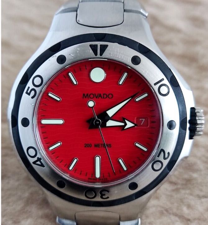 Red face movado watch hot sale