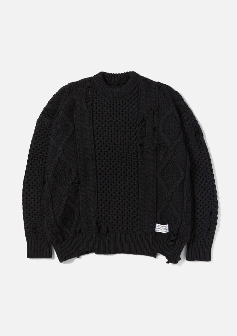 NEIGHBORHOOD 22AW SAVAGE CABLE SWEATER . AW - 222funh-knm01 