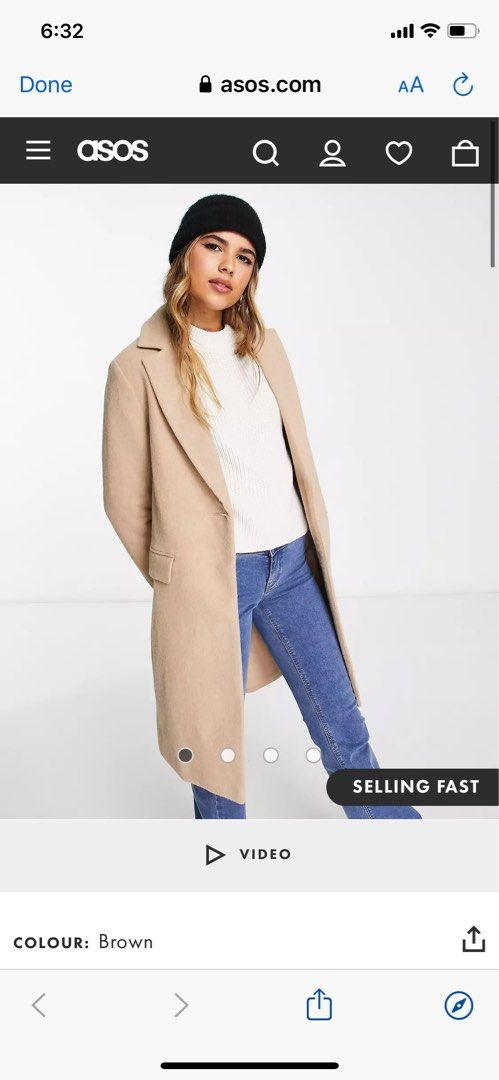 New look button front coat in beige new arrivals